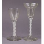 *Amended photos* An 18th century drinking glass, the pan-top bowl on opaque white twist stem with