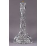 A Baccarat glass table lamp base of spiral-twist design, 39cm high.