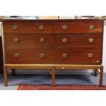 An 18th century-style mahogany large chest-on-stand fitted two ranks of three graduated drawers with