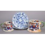 A pair of 19th century Wedgwood blue transfer-printed plates with foliate decoration &impressed