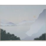 BOB SANDERS (b. 1945) “Crummock Water”, coloured etching, signed, inscribed & numbered 231/350, 33cm