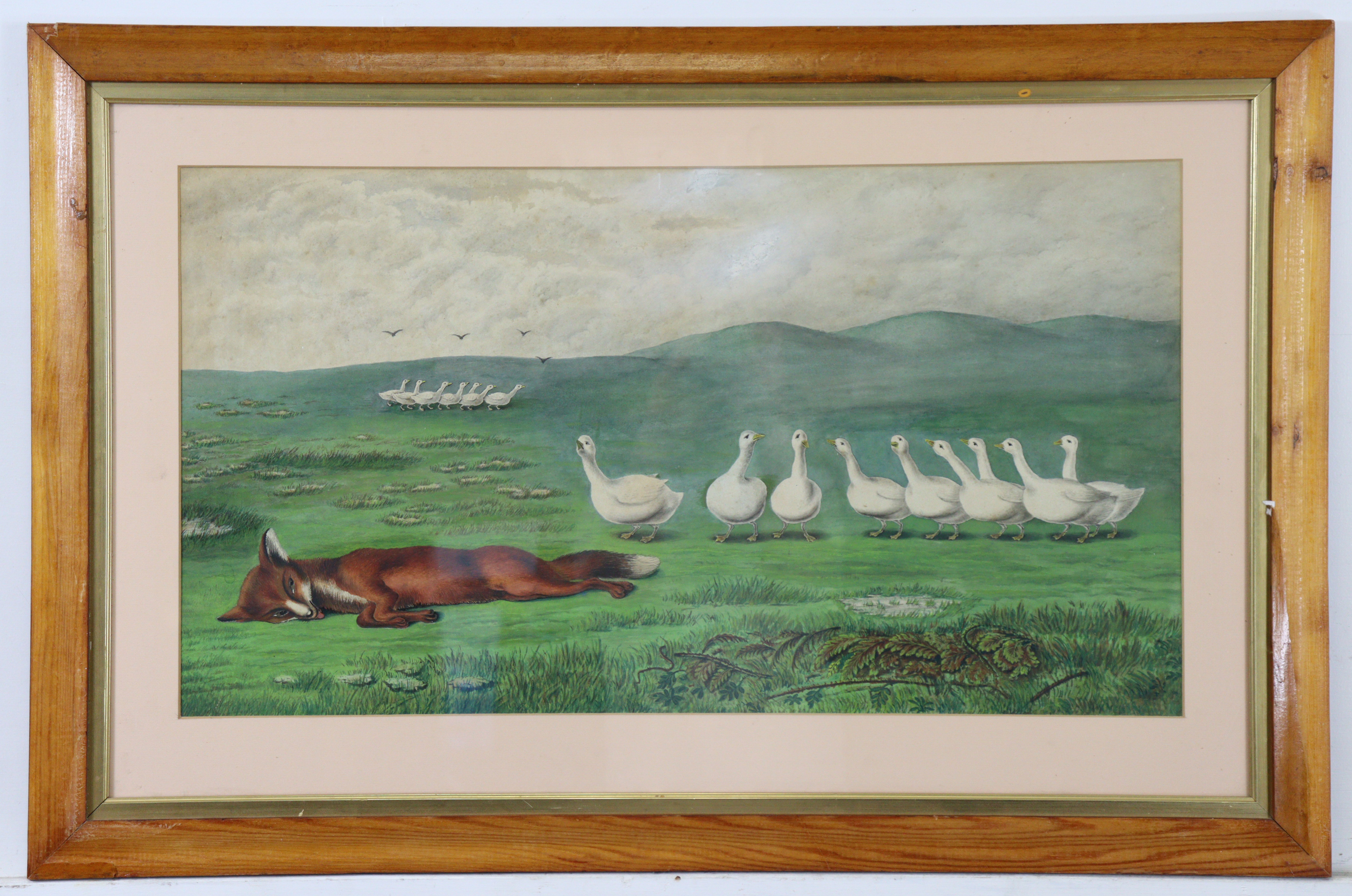 ENGLISH SCHOOL, early 20th century. A watercolour painting depicting The Fox and the Geese fairytale - Image 2 of 4