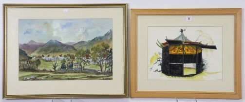 A watercolour painting inscribed “Boughton House: The Chinese Tent, Summer 1986”, 28cm x 37.5cm (