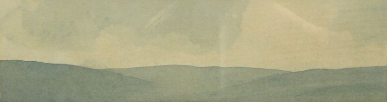 IAN GARDNER (contemporary). A panoramic view of Pen-y-Ghent. Watercolour: 4¾" x 17¾".