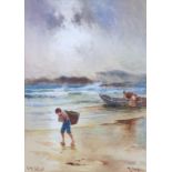 R. DOUGLAS (active early 20thC) “On The Irish Coast”, signed & inscribed, Watercolour: 9½” x 13½”,