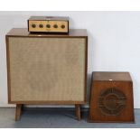 A Pamphonic “1004” amplifier; together with two vintage speakers.