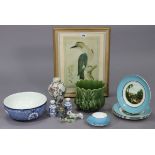 Five decorative prints; & various items of decorative china & pottery.