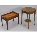 A 19th century-style mahogany tray-top coffee table on a table stand having four square tapered