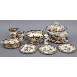 A Mason’s ironstone china “Mandalay” rectangular tureen & stand; five ditto dinner plates; two ditto
