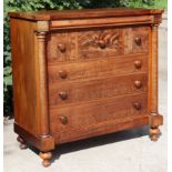 A Victorian mahogany “Scotch” chest fitted with an arrangement of three short & four long drawers, &
