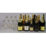 Fifteen various bottles of Champagne & sparkling wine, all with contents; & a set of twelve “