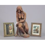 JOAN PLINT (Contemporary) A studio pottery sculpture depicting a nude female figure seated on a