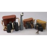 A pair of Carl Zeiss Jena “Dekarem” 10 x 50mm binoculars; together with two pair of French field