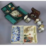 Five various ladies & gent’s wristwatches; & various items of costume jewellery.