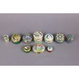 Ten various enamelled boxes by Halcyon Days Enamels & Bilston & Battersea Enamels, decorated with