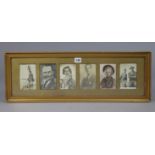 A framed display of six early 20th century autographed portrait photographs of actors and