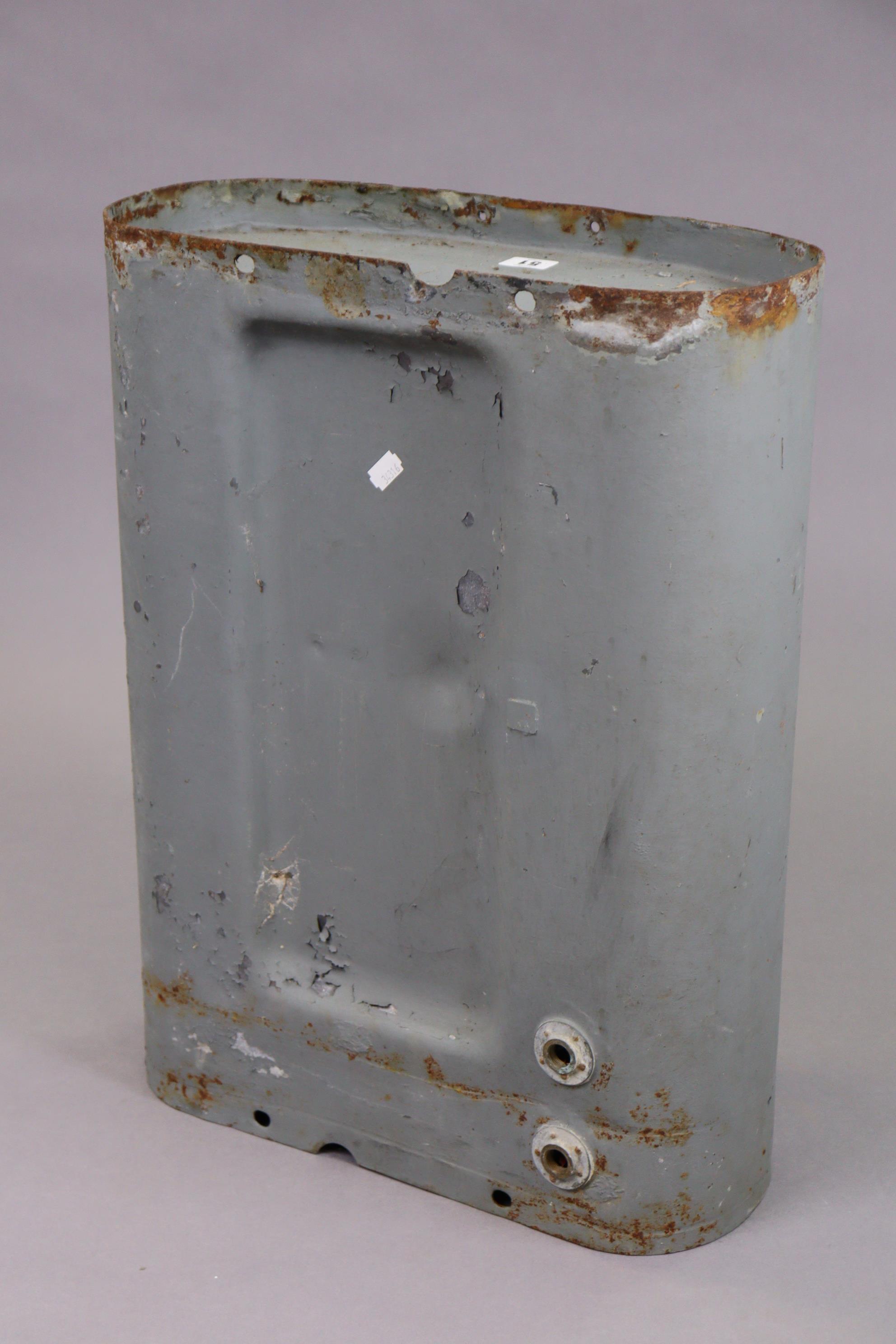 A light grey painted metal petrol tank, 43.5cm wide x 58.5cm high - Image 2 of 2