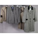A vintage Paul Costelloe ladies’ overcoat (size 16); & three 1980’s skirt suits.