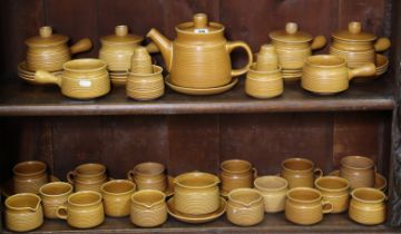 A Langley pottery “Canterbury” forty-seven piece part tea & coffee service; & a Denby “Saturn”