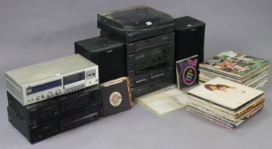 A Sony stacking hi/fi system; together with a matched hi/fi system; & various records.