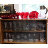 Various items of cranberry, ruby & other glassware.