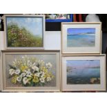 Two paintings by Chris Smith, views of the Isle of Scilly; together with various other pictures.