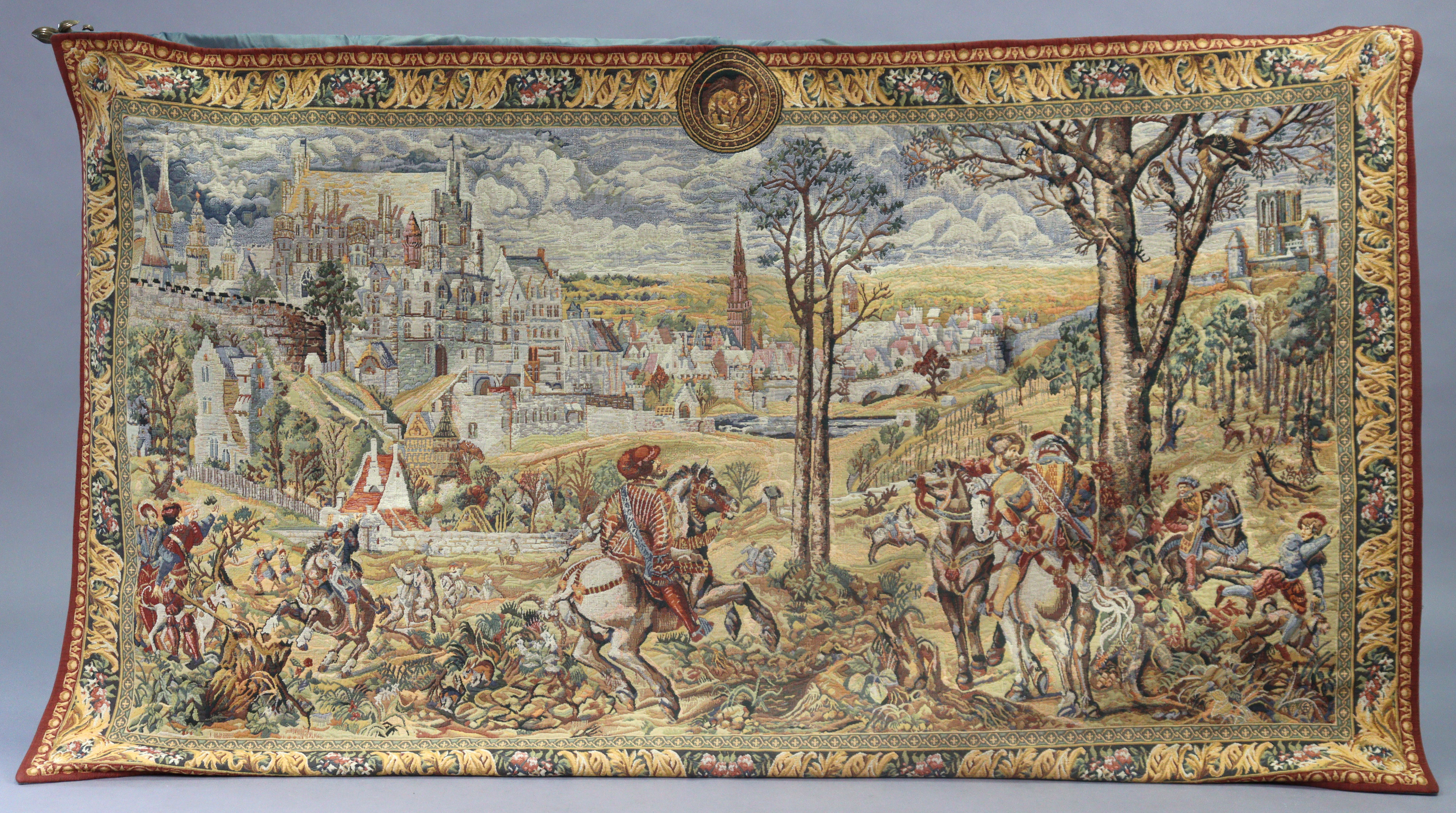 A Flanders Tapestries (Belgian) tapestry in the 17thC style depicting a hunting scene, 210cm x 120cm