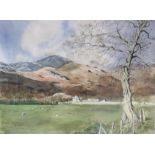 ENID MILDRED GEAR (British, 20thC) “Cumbrian Hill Farm”, Watercolour, signed & dated 1981, 53cm x