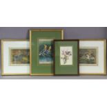 Two 19th century Indian Mughal gouache paintings depicting hunting scenes, 12cm x 22cm; another of