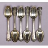 Six George III silver King’s pattern dessert spoons; London 1813, by Eley, Fearn, & Chawner. (10½