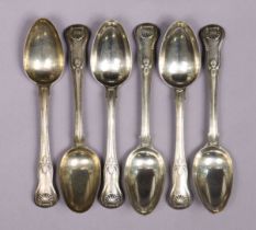 Six George III silver King’s pattern dessert spoons; London 1813, by Eley, Fearn, & Chawner. (10½