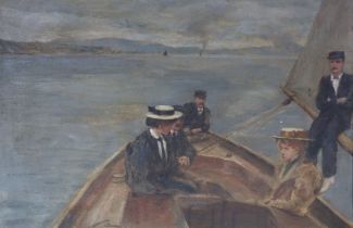 SCOTTISH SCHOOL, late 19th century. A pair of oil paintings “A Dead Calm” & “Loch Riddon”, each