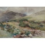 DAVID BATES (1840-1921) A Welsh mountains river landscape, signed & dated 1888 pencil & watercolour: