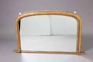 A Victorian gilt frame overmantel mirror inset plain plate, 113cm x 65.5cm.