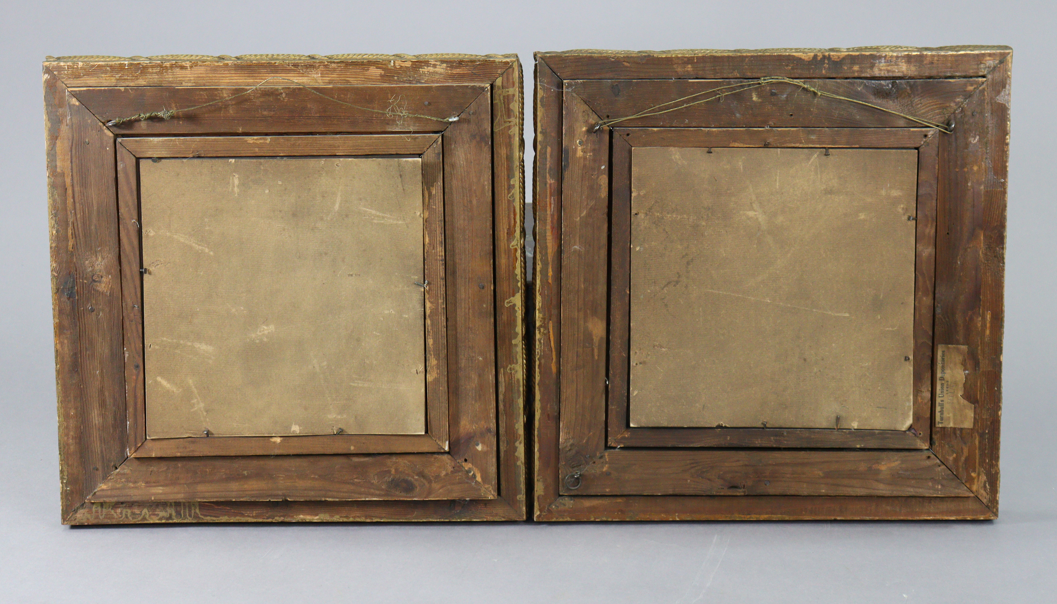 A pair of 19th century giltwood & gesso rectangular wall mirrors, inset bevelled plates in rope- - Image 2 of 2