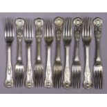 Ten Victorian silver King’s pattern dessert forks; five London 1842 by Wm. Eaton; & five 1847 by