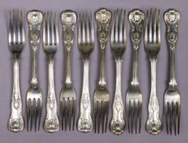 Ten Victorian silver King’s pattern dessert forks; five London 1842 by Wm. Eaton; & five 1847 by