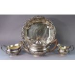 A silver-plated three-piece oval tea set by Joseph Rodgers & Sons, Sheffield, & a silver-plated