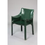 MARIO BELLINI (b. 1935) for CASSINA, a “cab 413” cowhide chair, with all-over green cowhide