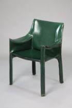 MARIO BELLINI (b. 1935) for CASSINA, a “cab 413” cowhide chair, with all-over green cowhide