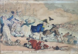 THOMAS ROWLANDSON (1756-1827) “Bath Races”, coloured engraving, 22.5cm x 32.5cm, framed & glazed (