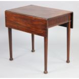 A George III drop-leaf side table with fluted frieze, fitted end drawer, & on tapering reeded square