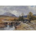 JOHN KEELEY, RBSA (1849-1930) A moorland scene with clapper bridge to the fore. Signed, watercolour: