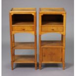 A pair of 1920’s/1930’s art deco inlaid bedside tables, each fitted with an open recess above a