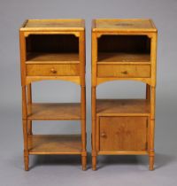 A pair of 1920’s/1930’s art deco inlaid bedside tables, each fitted with an open recess above a