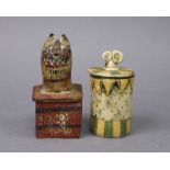 JOHN MALTBY (1936-2020) A ceramic small lidded box with handle in the form of a cat, impressed