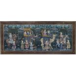 A 19th century Indian Mughal gouache painting depicting a ceremonial precession, 18.5cm x 41.5cm (