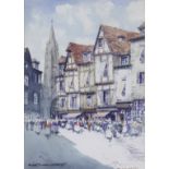 VICTOR NOBLE RAINBIRD (1887-1936) “In Old Rouen”, signed & inscribed, watercolour: 35cm x 24.5cm,