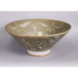 ALAN CAIGER-SMITH (1930-2020) An Aldermaston pottery large bowl of conical shape on tall foot,
