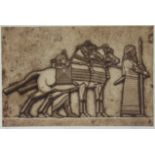 MARK MILLMORE (Contemporary) A pair of coloured etchings depicting ancient Assyrian carved